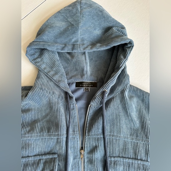 Blue Blush Light Blue Corduroy Zip Up Jacket Size M - Picture 2 of 6